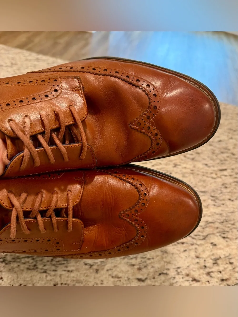 Cole Haan Mens Size 10.5 M Grand Evolution Leather Wingtip Oxford Shoes Brown